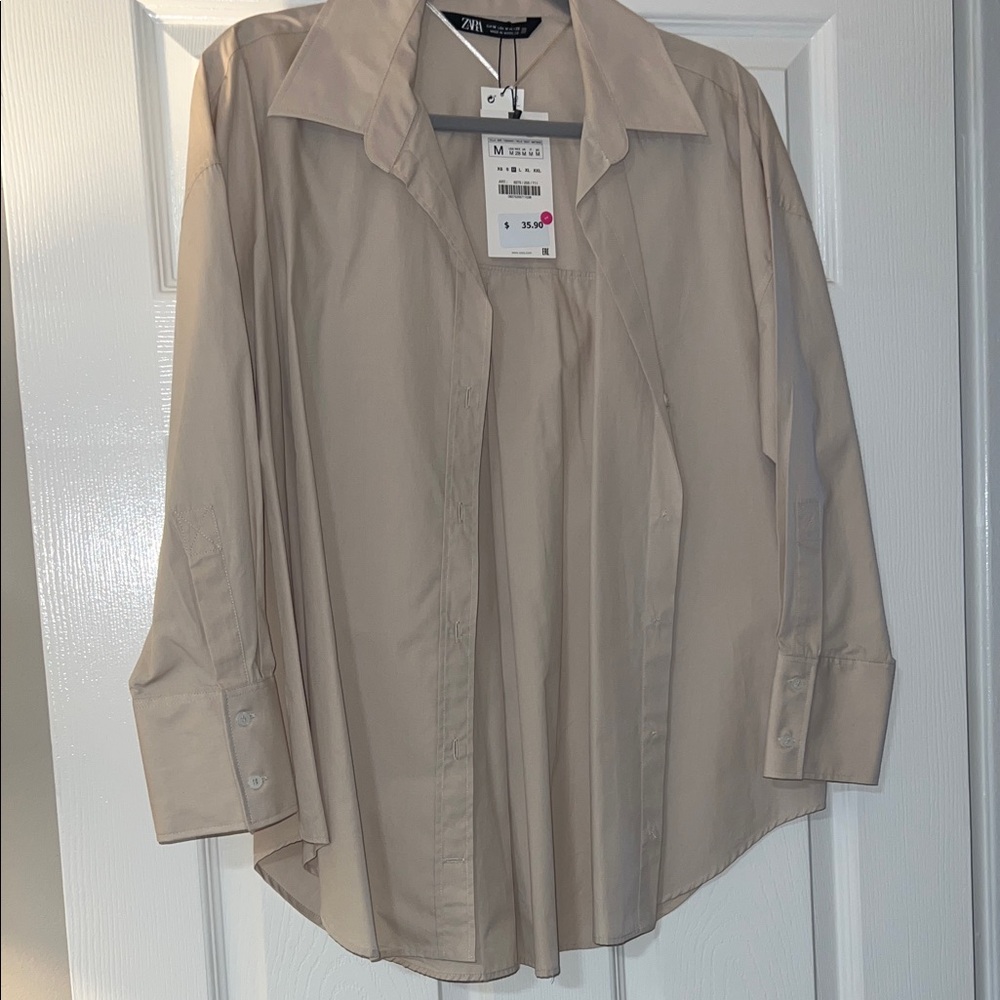 Zara Light Tan Collared Shirt